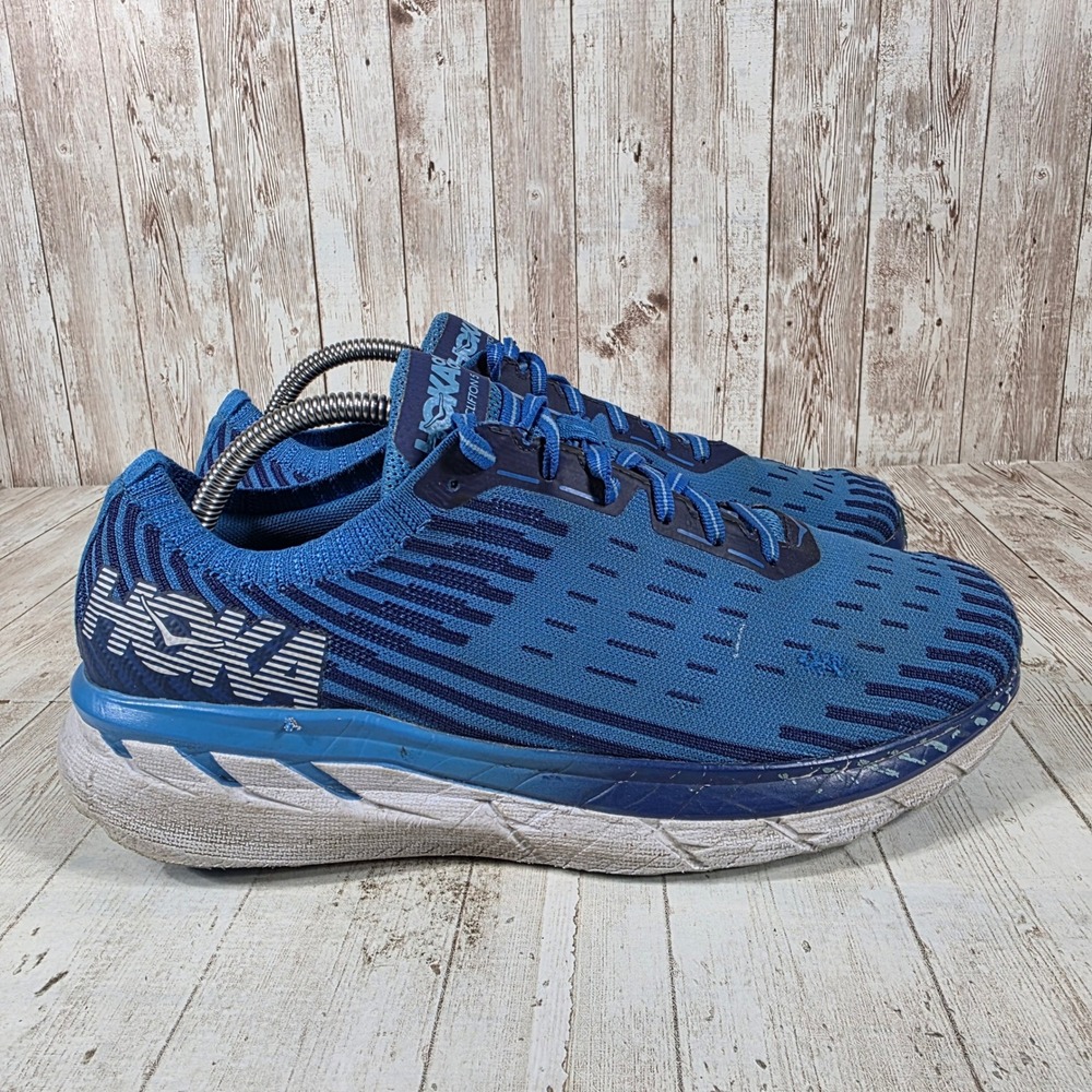 Hoka One One Clifton 5 Knit Womens Blue Running Shoes Size 9.5 Sneakers